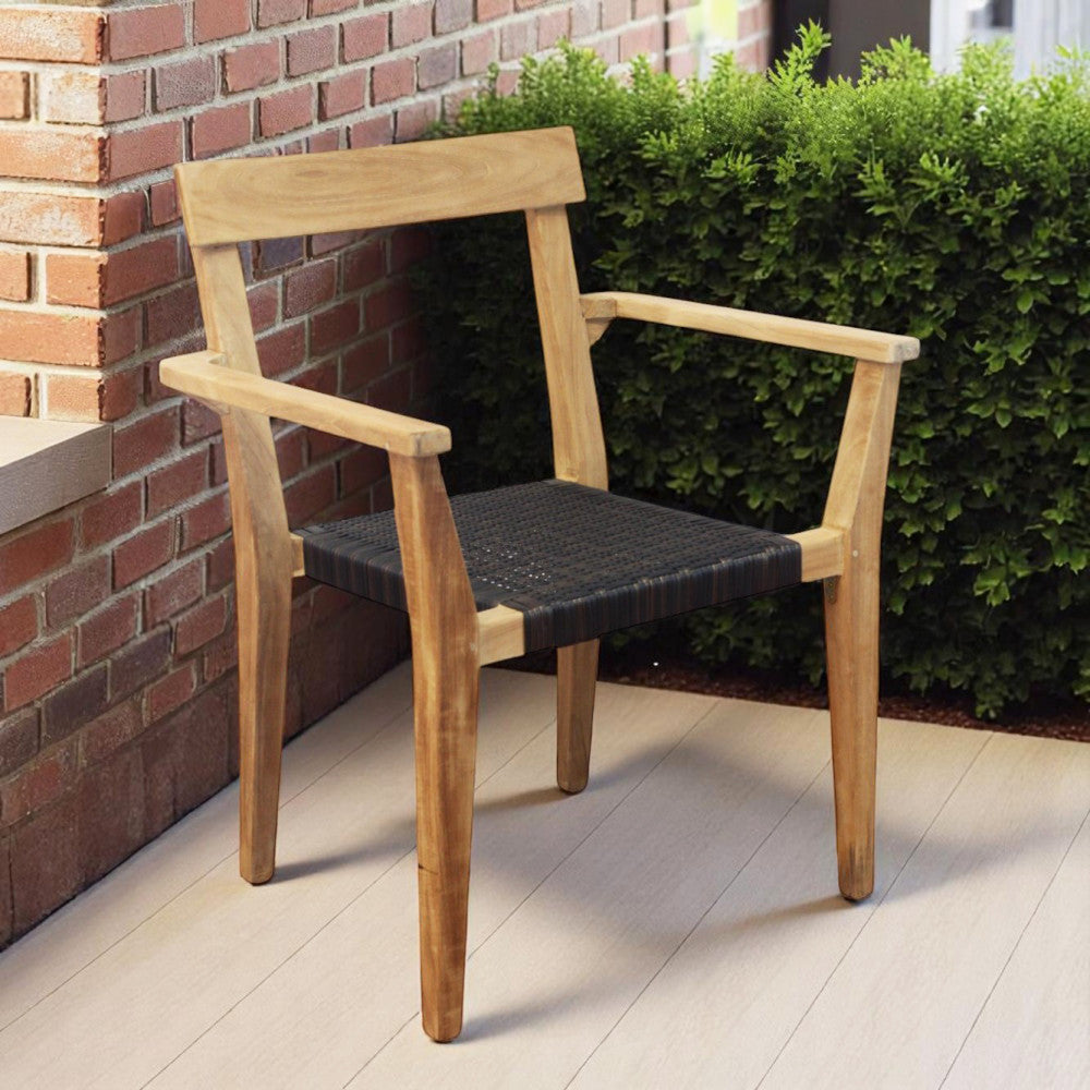 Poltrona impilabile in legno teak e wicher 65x52xH80 cm da esterno Delhi