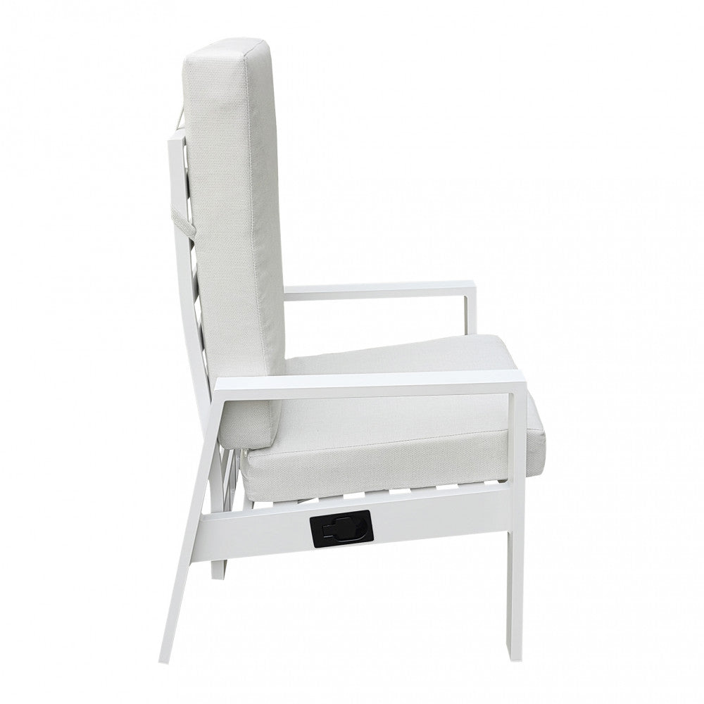 Poltrona da giardino in alluminio bianco con cuscini imbottiti e schienale reclinabile Nixa