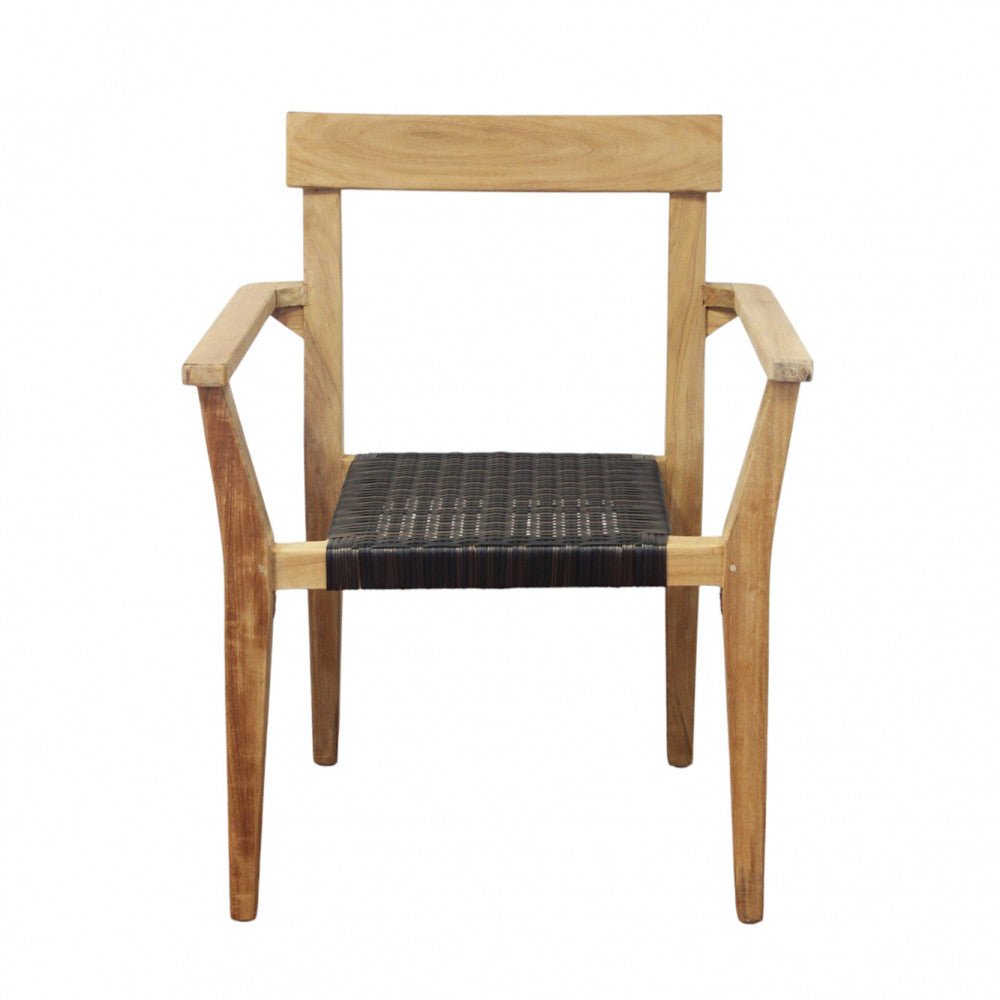Poltrona impilabile in legno teak e wicher 65x52xH80 cm da esterno Delhi