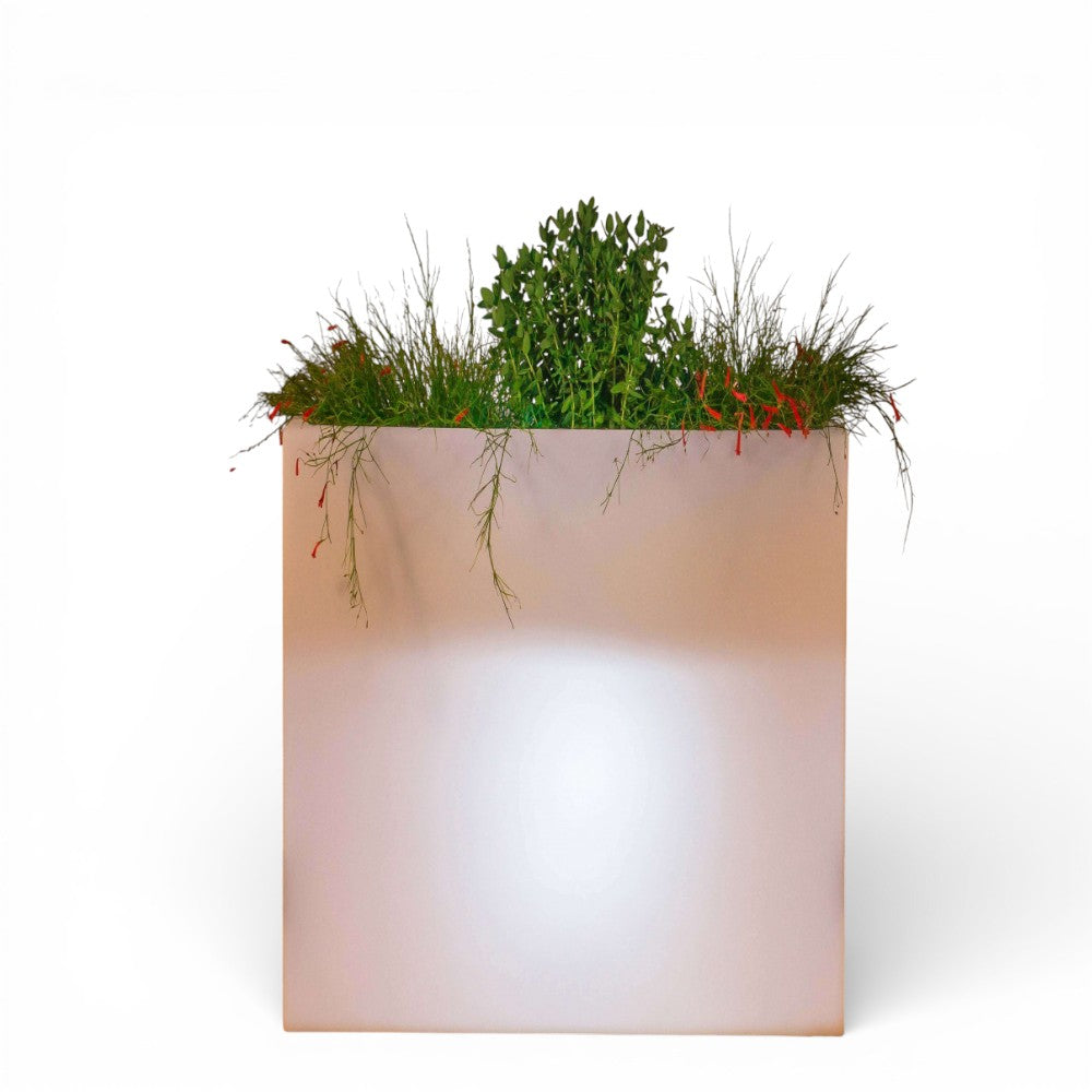 Fioriera in polipropilene con impianto luce 90x30xH80 cm lampada a risparmio energetico 20w