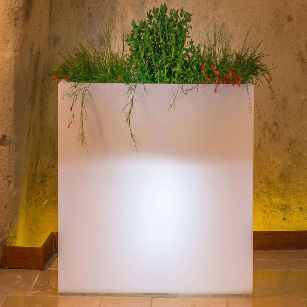 Fioriera in polipropilene con impianto luce 90x30xH80 cm lampada a risparmio energetico 20w
