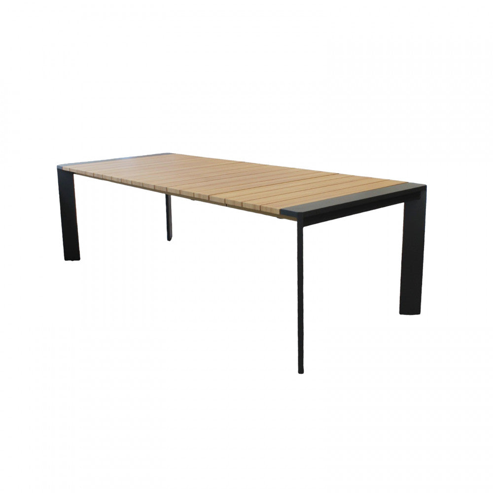 Tavolo allungabile in alluminio con piano effetto legno 150/200x100xH75 cm