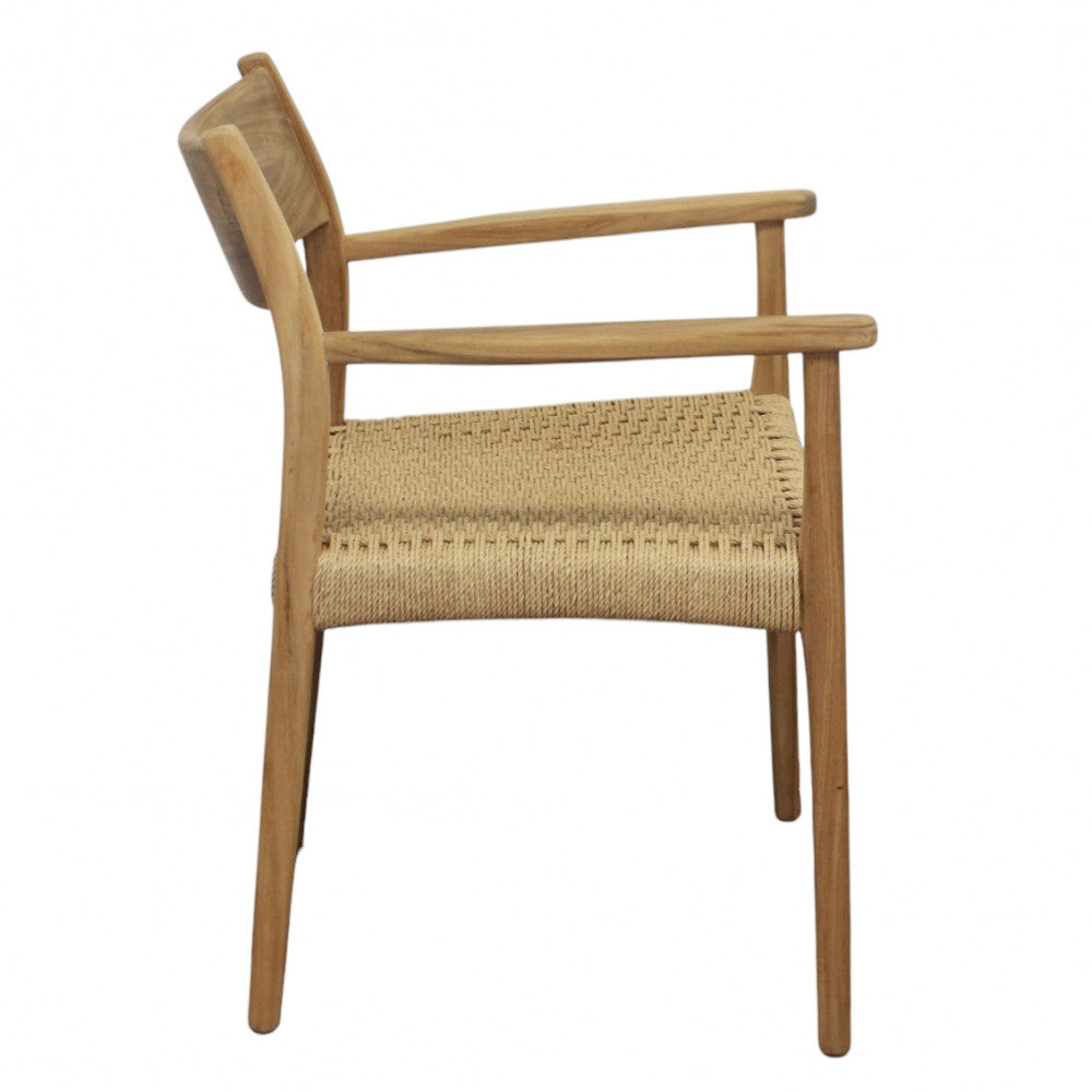 Poltrona impilabile in legno teak e wicker 59x60x80 cm da esterno Agra