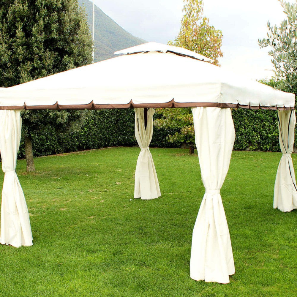 Gazebo da esterno 3x3 mt struttura in alluminio e telo in poliestere con tende laterali scorrevoli Privacy