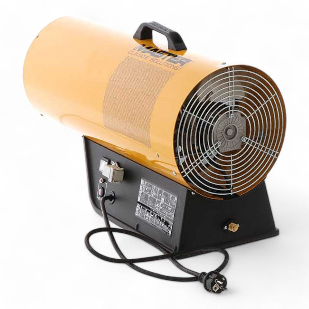 Generatore aria calda a gas gpl 16 kw potenza max tensione 230v protezione termica portata aria 300 mc/h isolato temperatura sicura