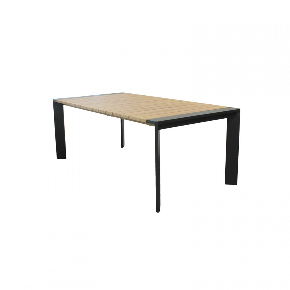 Tavolo allungabile in alluminio con piano effetto legno 150/200x100xH75 cm