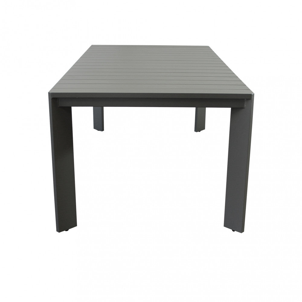 Tavolo fisso da esterno giardino in alluminio antracite 200x100 cm con piedini regolabili Malen