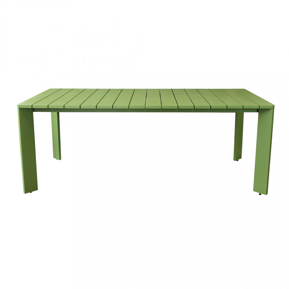 Tavolo fisso da esterno giardino in alluminio verde 200x100 cm con piedini regolabili Malen