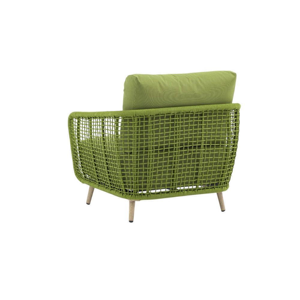 Salotto da giardino struttura in alluminio e rivestimento in corda pvc con cuscini inclusi Nova