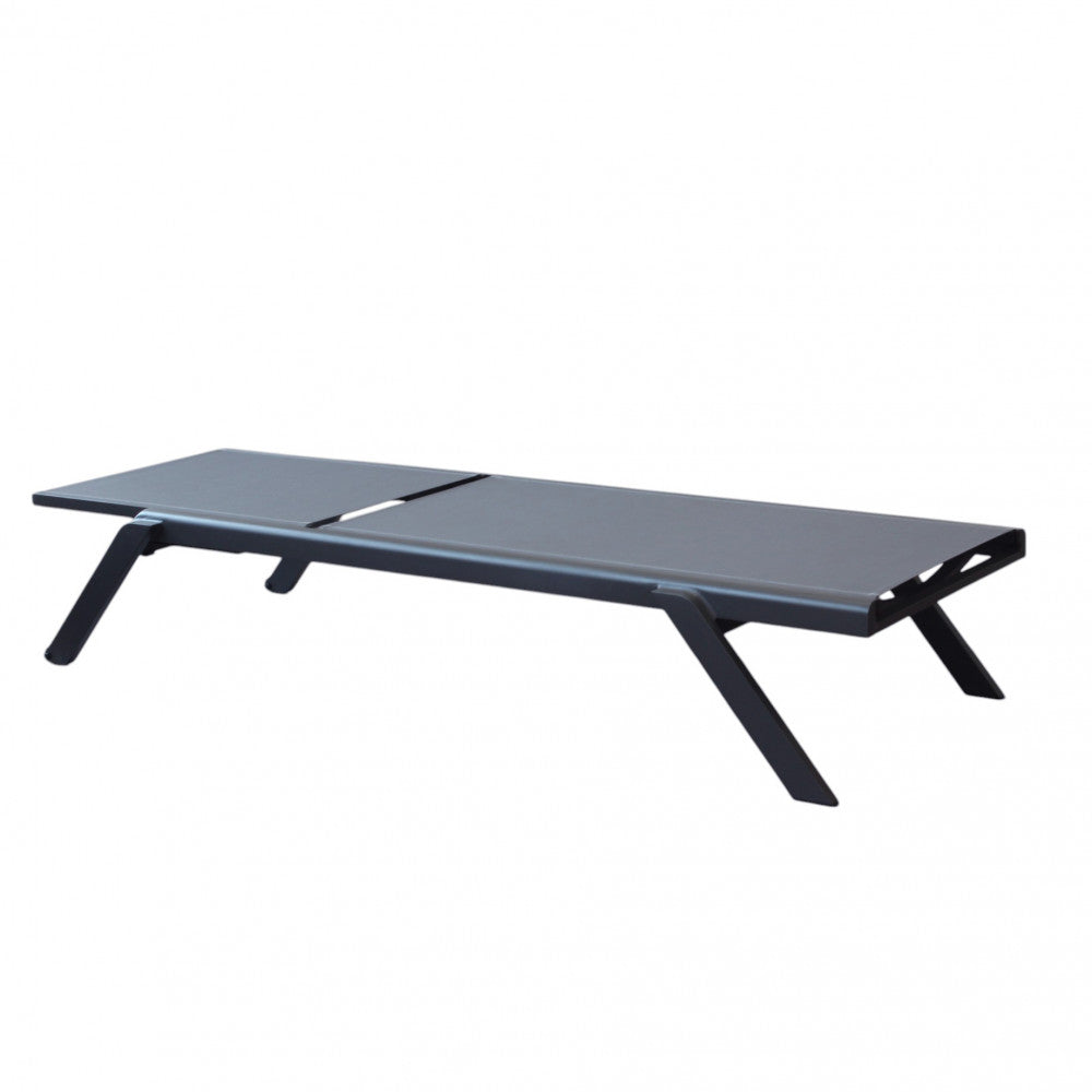 Lettino prendisole da giardino con struttura in alluminio antracite e rivestimento in texilene 198x72xH35.5 cm Solaria