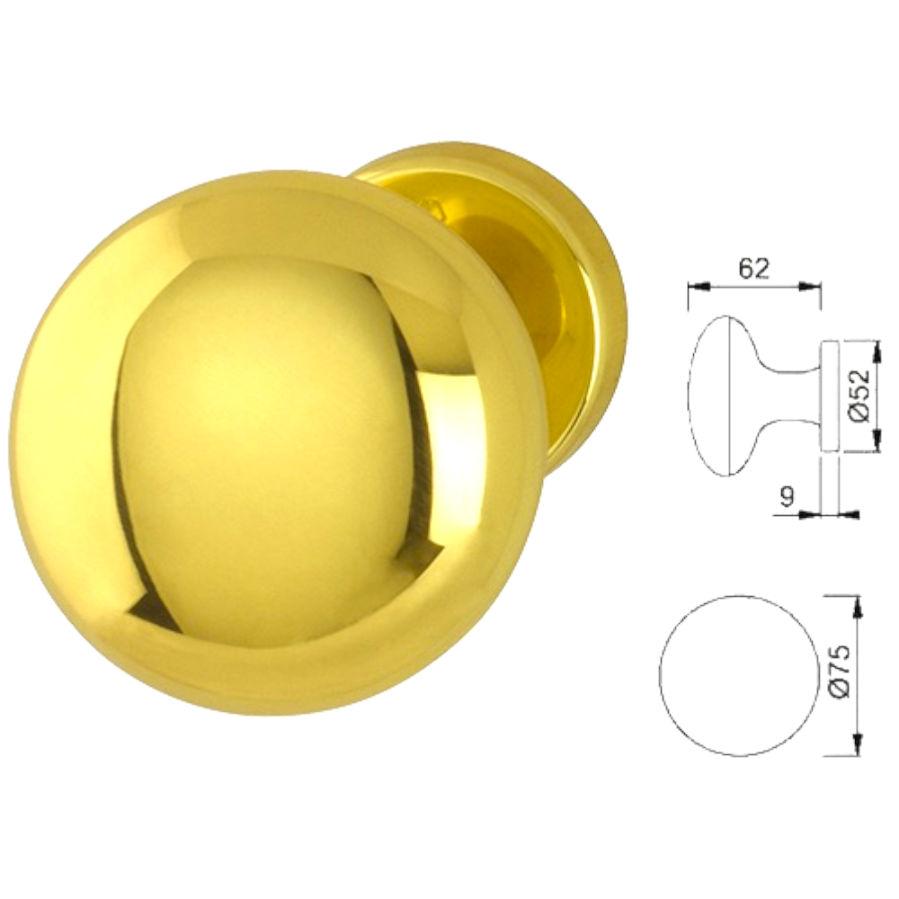 Pomello Ø75 mm maniglia in ottone lucido per porte HOPPE FAMOS