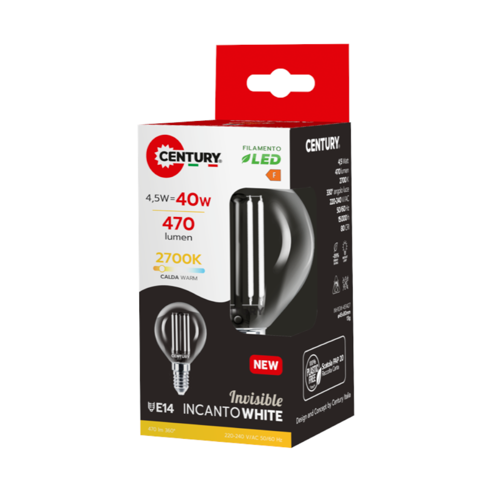 Lampadina LED a luce calda 470 lumen Mini Globo Century