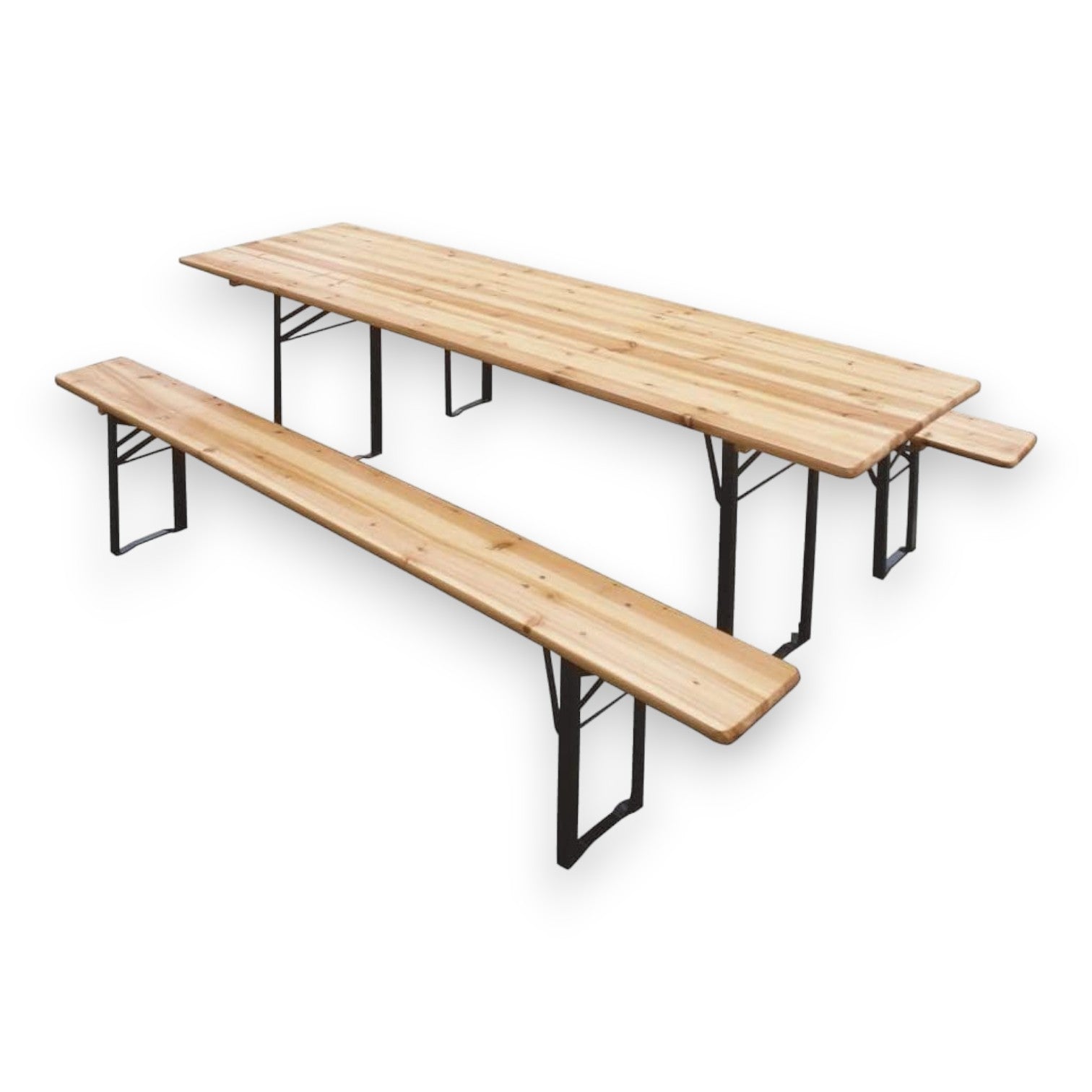 Set birreria 200x80 cm tavolo con panche con struttura in ferro e piano in legno
