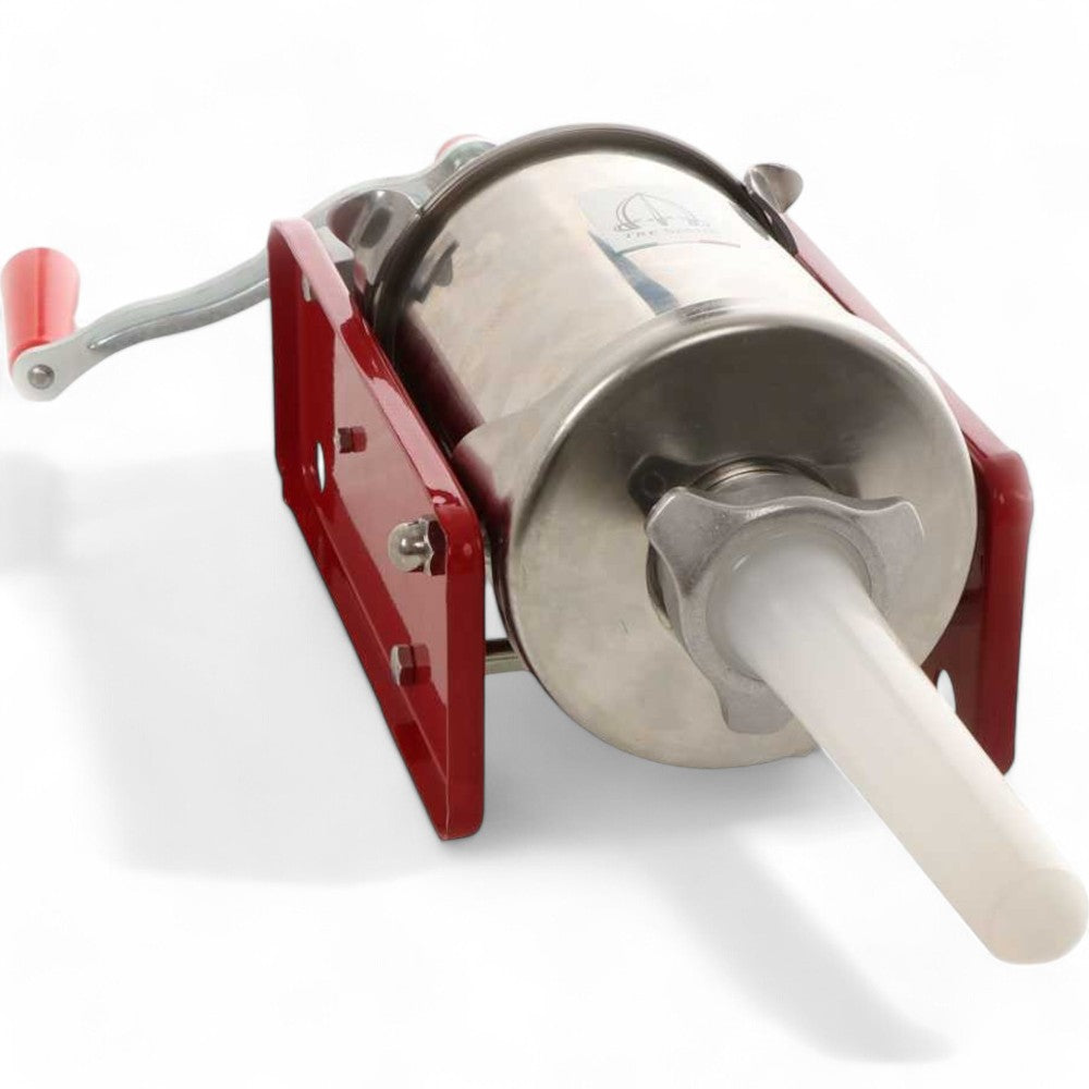 insaccatrice manuale 3 kg per salsicce acciaio inox cilindro tenuta stagna con 4 imbuti e morsetti fissaggio
