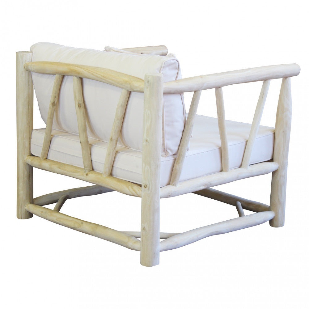 Poltrona design moderno da giardino con cuscini imbottiti e struttura in teak Barcellona