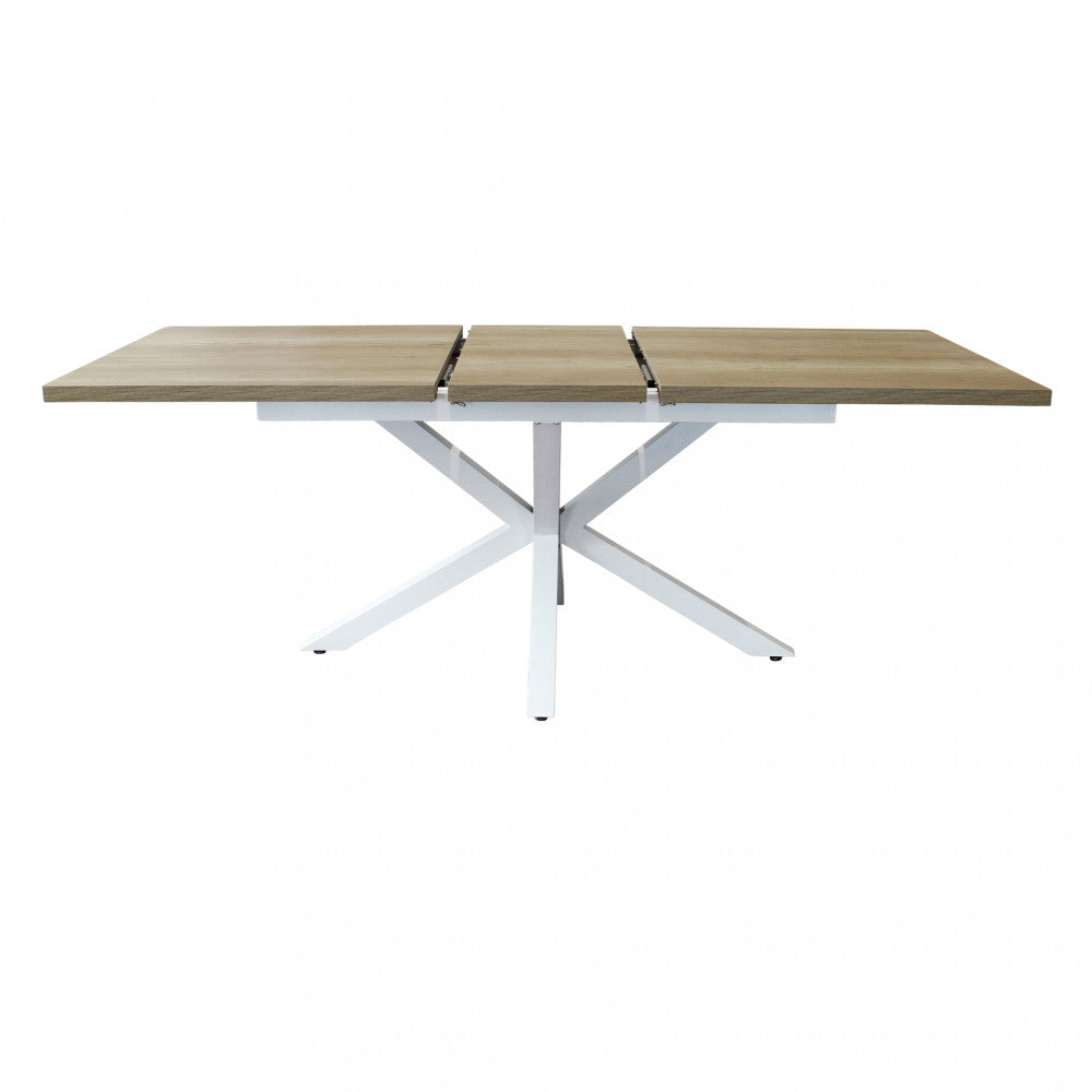 Tavolo allungabile struttura in metallo bianco e piano in mdf marrone 90x160/200xH75 cm Gariè