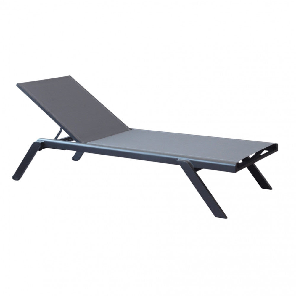 Lettino prendisole da giardino con struttura in alluminio antracite e rivestimento in texilene 198x72xH35.5 cm Solaria