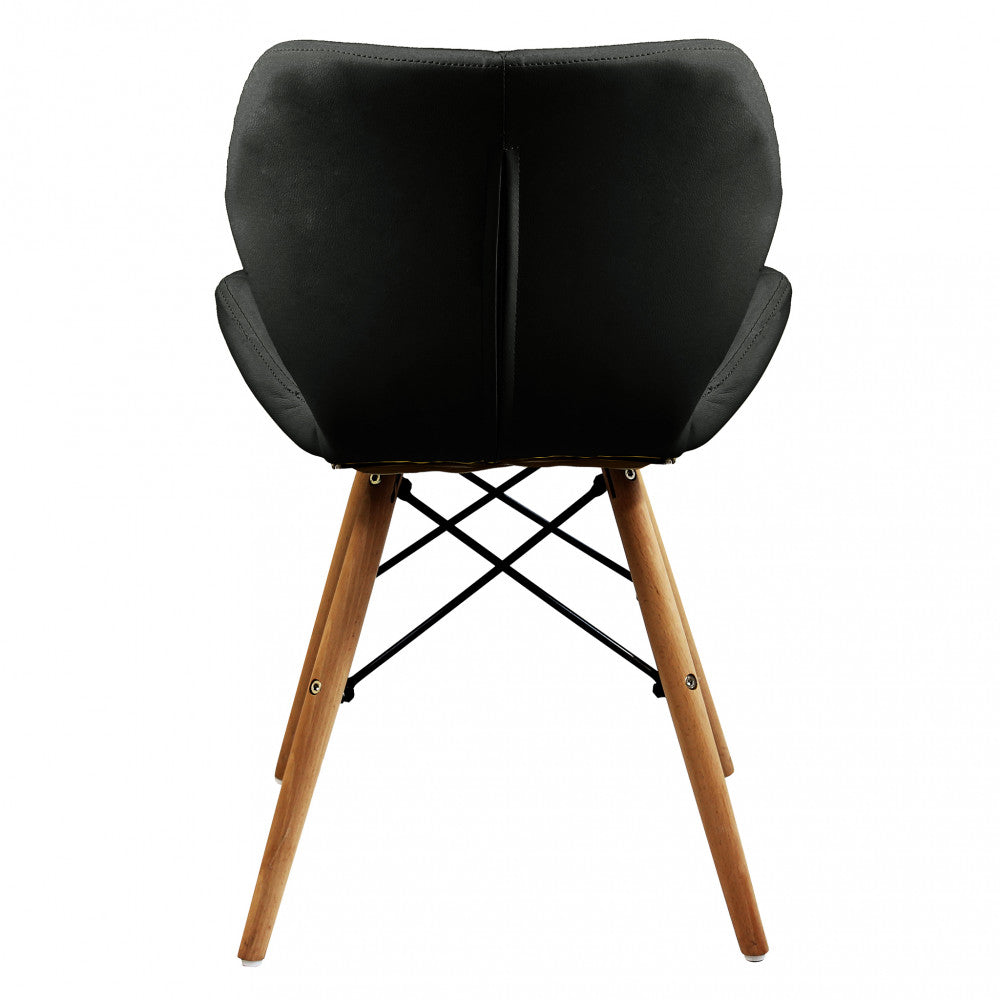Sedia design moderna da interno con gambe in legno e seduta in ecopelle Black C