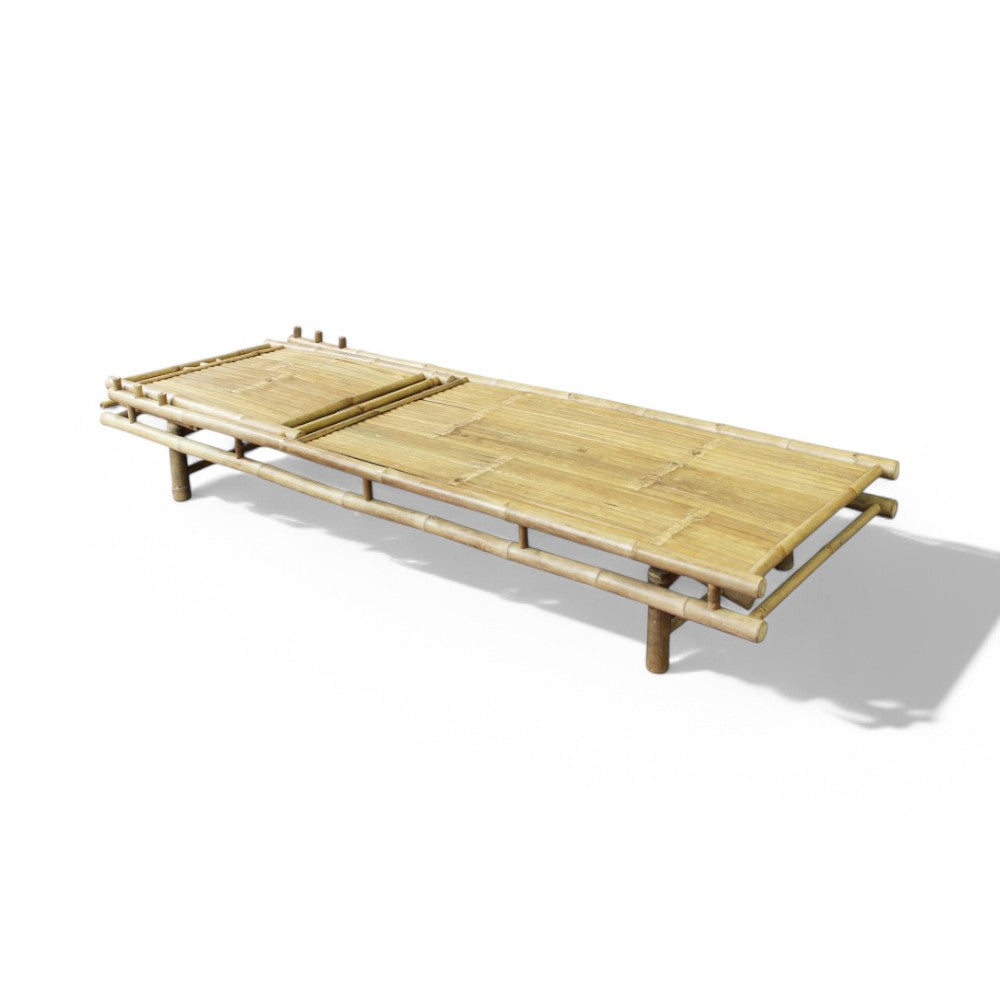 Lettino prendisole in legno bamboo reclinabile 200x70xH30 cm per esterno Martini
