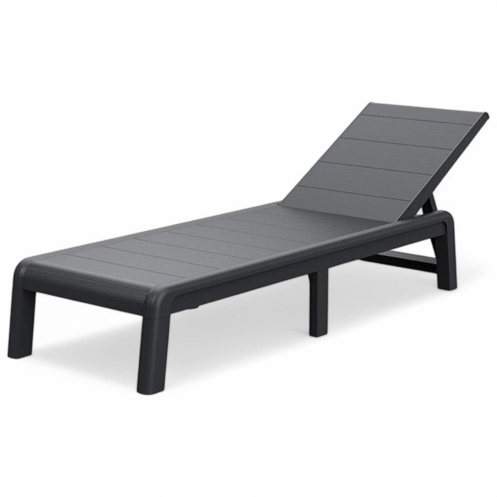 Lettino prendisole dogato per esterno giardino 187x58xH29 cm in resina effetto legno Formetera