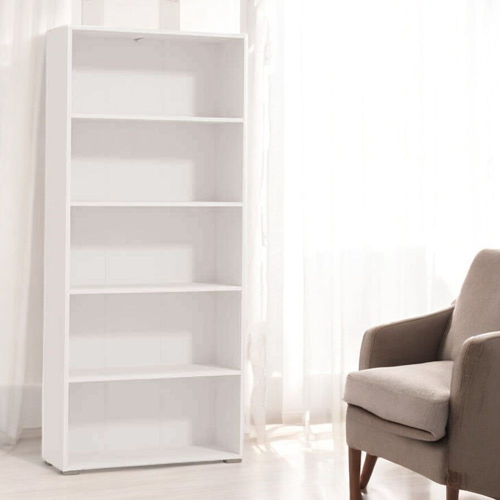 Libreria bianca in truciolare bilaminato 5 ripiani dimensioni 70x24,5x176,5 cm ideale per arredare casa e ufficio