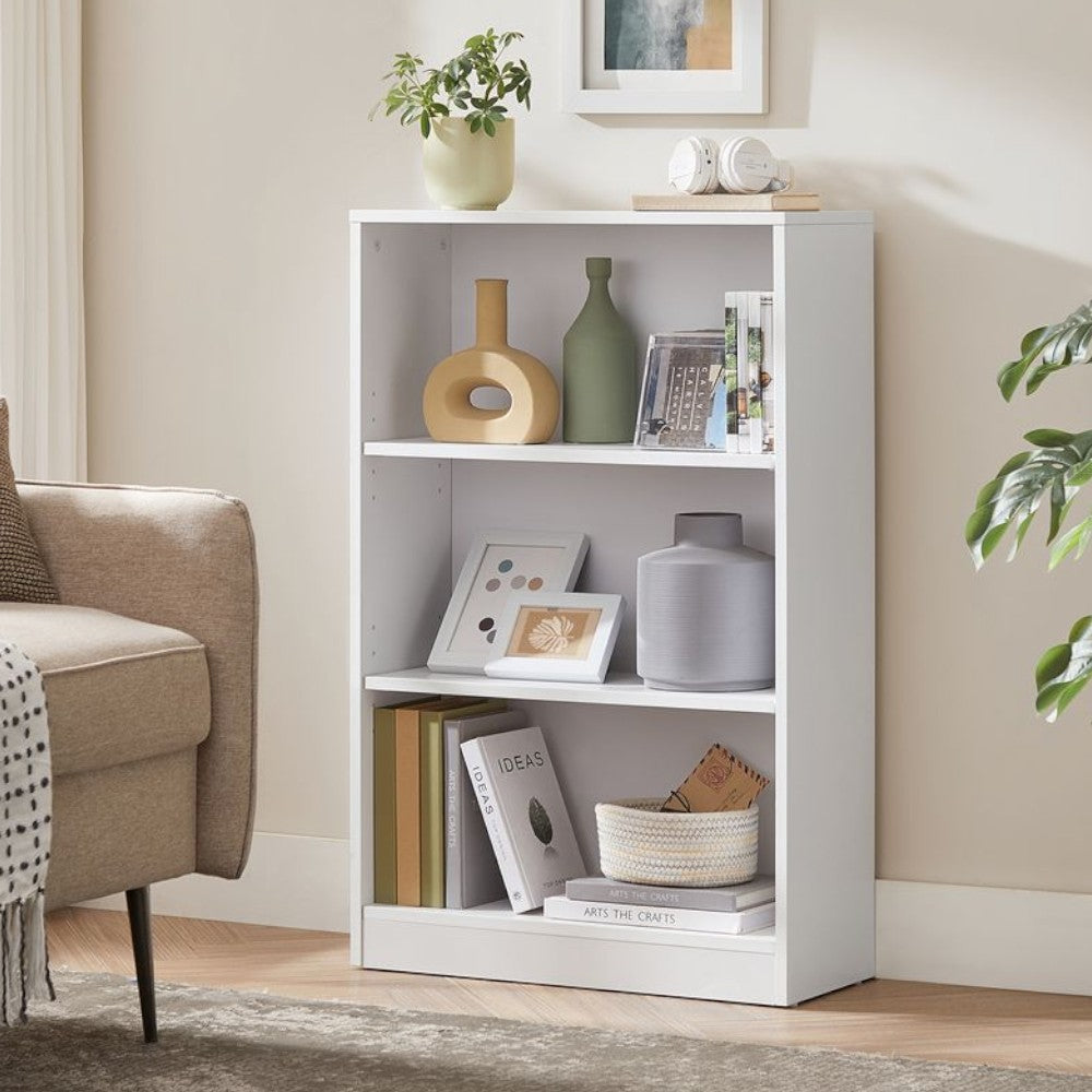Libreria bianca in truciolare nobilitato melaminico antigraffio con due ripiani cm 58x25x110h
