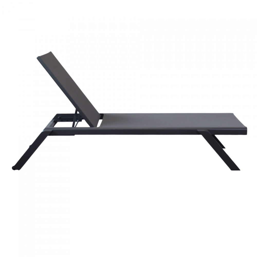 Lettino prendisole da giardino con struttura in alluminio antracite e rivestimento in texilene 198x72xH35.5 cm Solaria