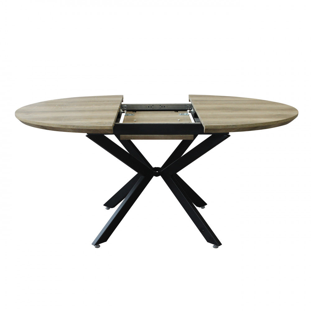 Tavolo rotondo allungabile con piano in MDF e struttura in metallo 120/160x120xH76 cm Garry