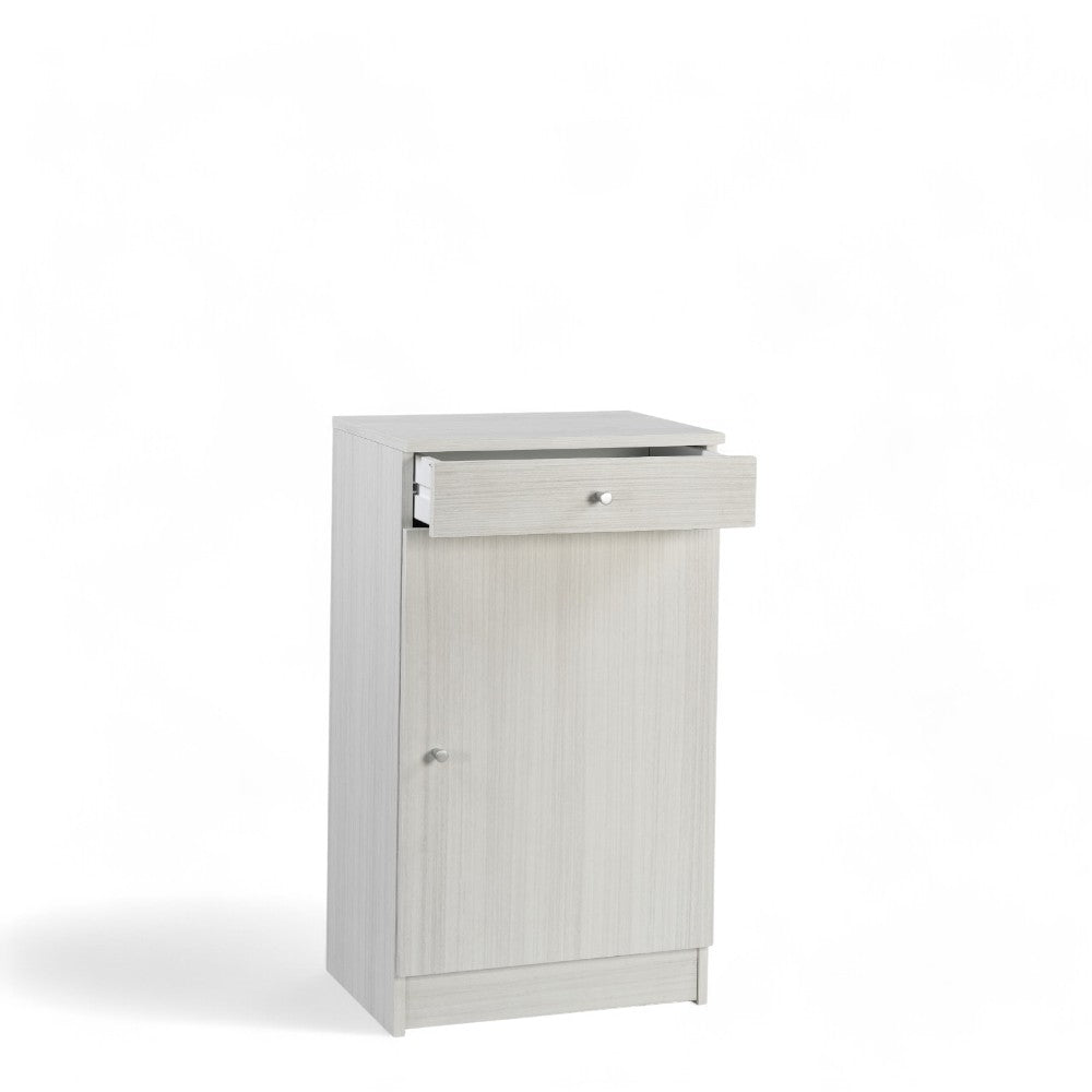 mobile da ingresso beige in mdf con anta e cassetto portaoggetti dimensioni compatte 46x34x80 cm eucalipto
