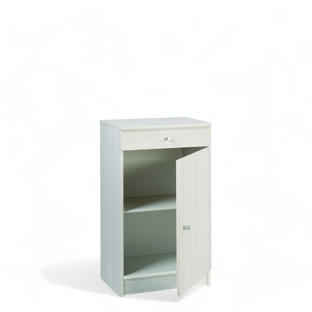 mobile da ingresso beige in mdf con anta e cassetto portaoggetti dimensioni compatte 46x34x80 cm eucalipto