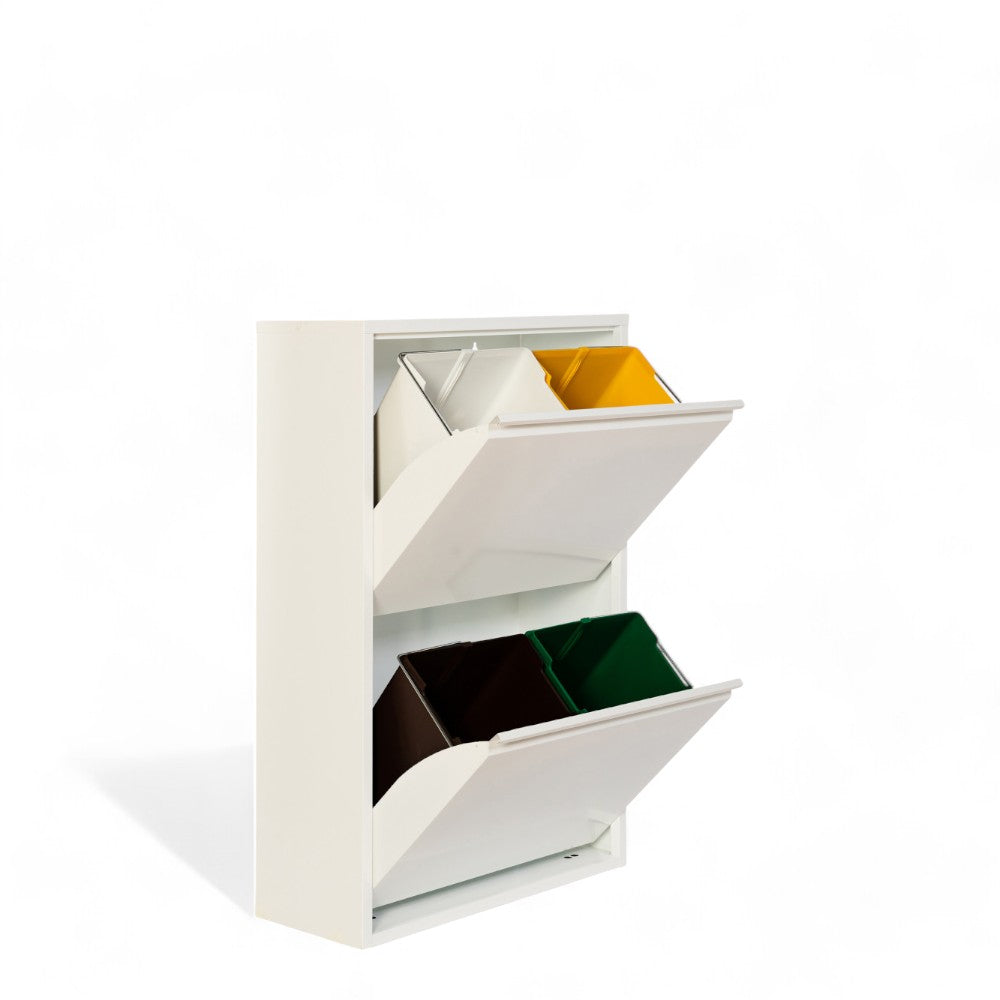 Mobile raccolta differenziata bianco 2 ante polipropilene dimensioni 60x25x92 cm per interni ed esterni risparmio spazio