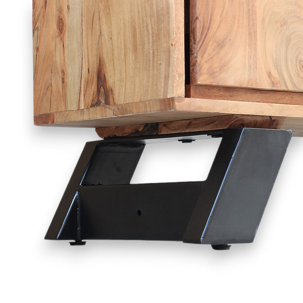Mobile in acacia e metallo con dimensioni cm 150x38x90 h colore marrone ideale per soggiorno e sala da pranzo