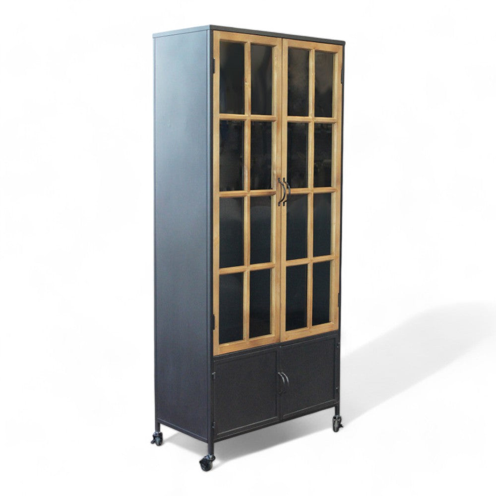 Mobile in ferro e legno marrone dimensioni 71x39x165 cm adatto per arredamento interno ed esterno