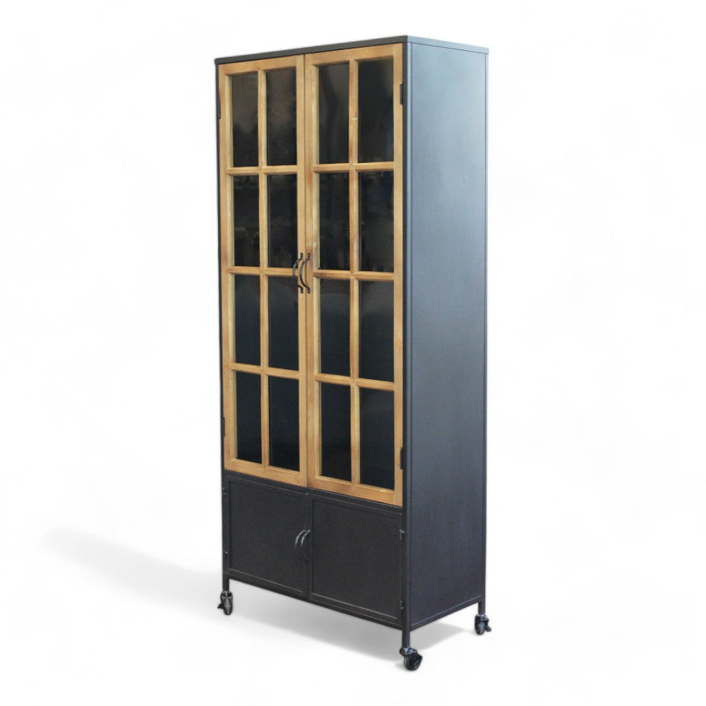 Mobile in ferro e legno marrone dimensioni 71x39x165 cm adatto per arredamento interno ed esterno
