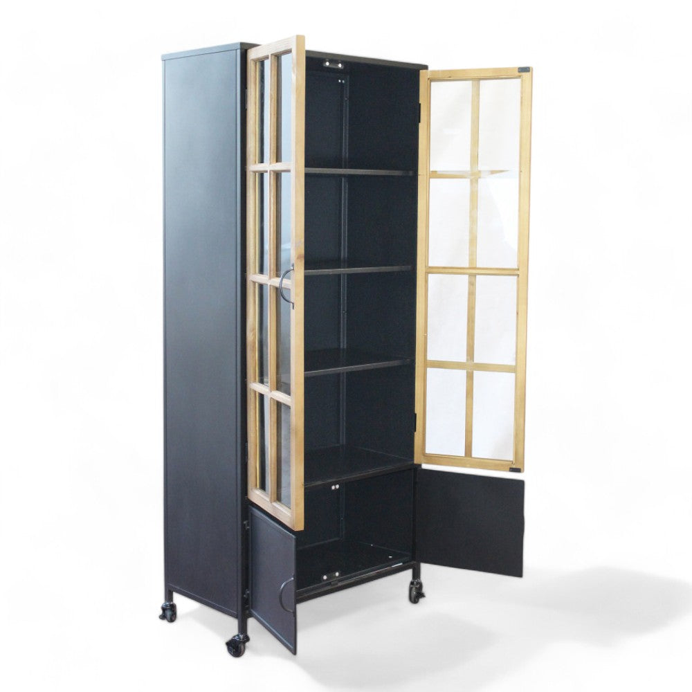 Mobile in ferro e legno marrone dimensioni 71x39x165 cm adatto per arredamento interno ed esterno