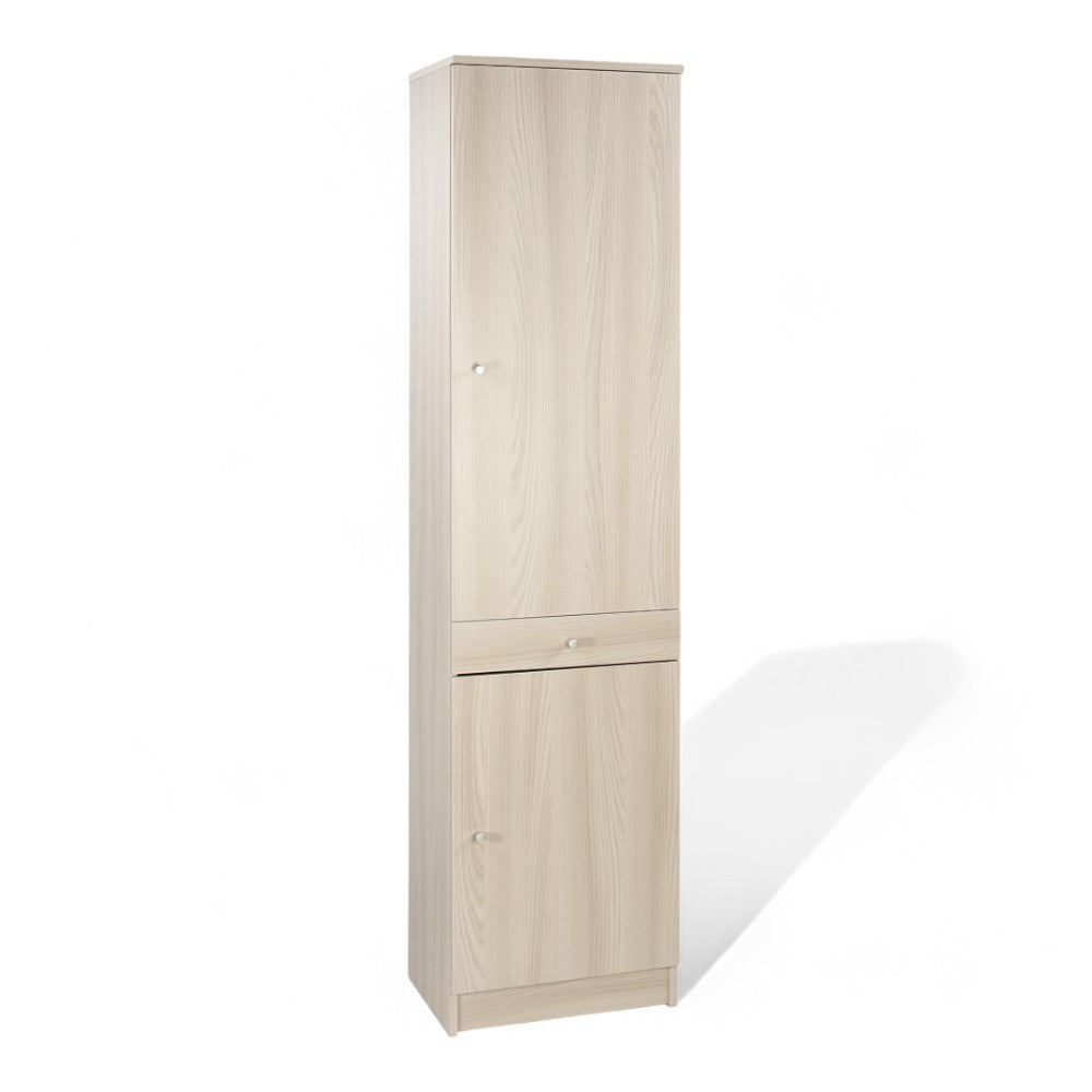 Mobile colonna portaoggetti MDF olmo chiaro con due ante e un cassetto dimensioni 46x34x183 cm
