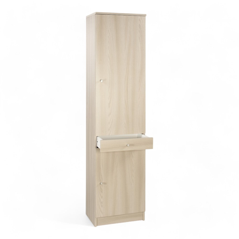 Mobile colonna portaoggetti MDF olmo chiaro con due ante e un cassetto dimensioni 46x34x183 cm