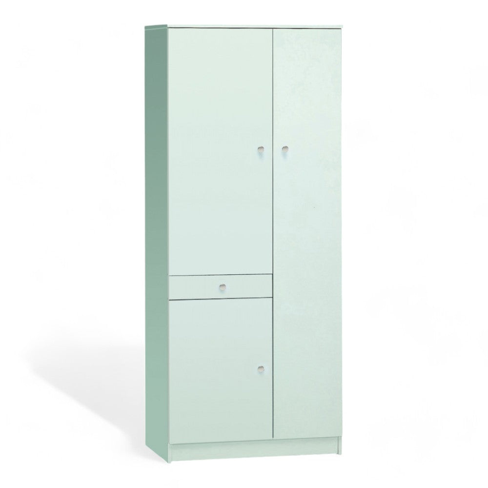 mobile armadio bianco tre ante un cassetto in mdf dimensioni 77x34x183 cm design compatto elegante per la casa