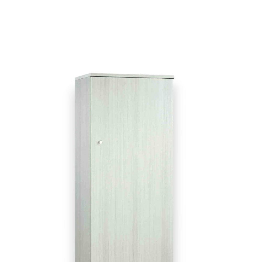 Colonna portaoggetti ad un'anta in MDF beige dimensioni 46x34x147 cm ideale per organizzazione e design elegante