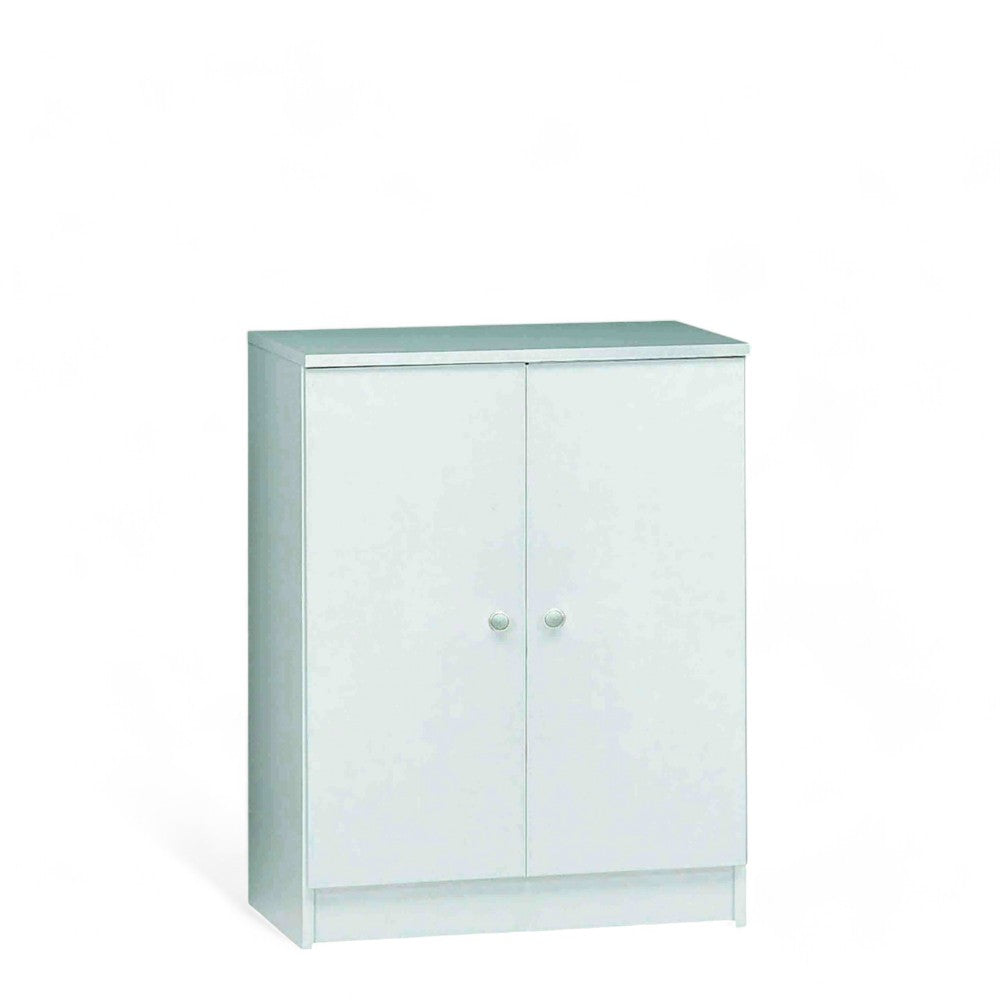 Mobile portaoggetti 2 ante bianco in MDF per ripostiglio salvaspazio dimensioni compatte 62x34x80 cm