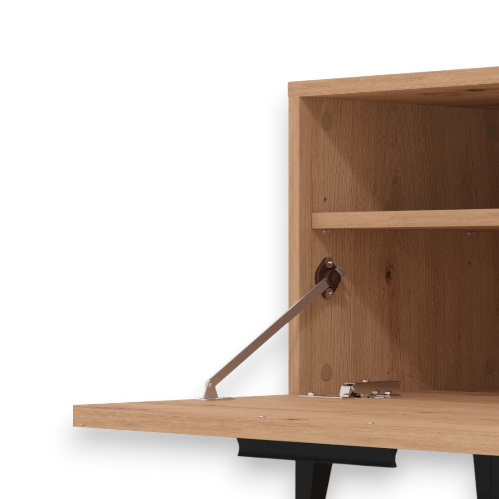 Mobile ingresso Terni in rovere artigiano con struttura in truciolare bilaminato colore bianco dimensioni 67x35x200 cm