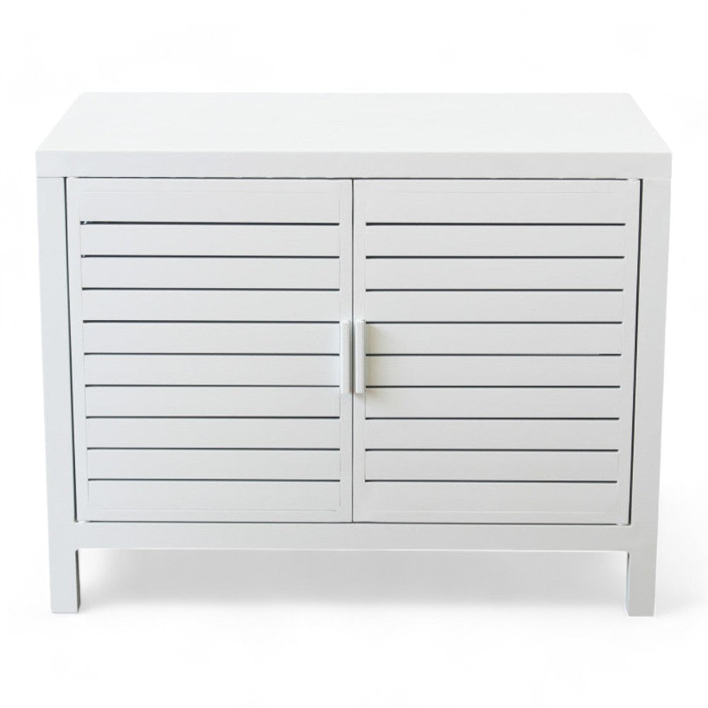 Mobiletto da esterno in alluminio verniciato bianco 90x55x70 cm per giardino o terrazza
