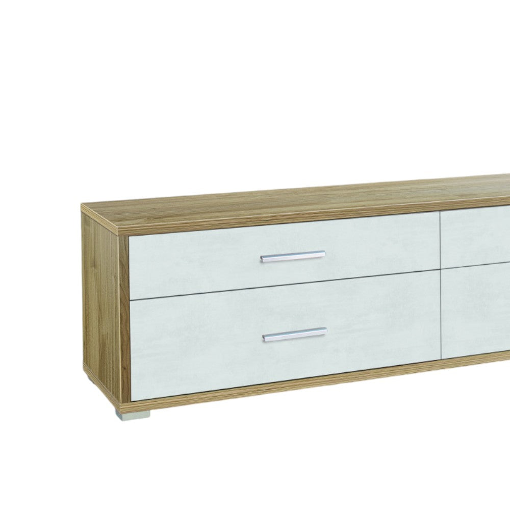 Mobile porta TV moderno con 4 cassetti in MDF colore bianco noce dimensioni 179x47x50 cm design elegante