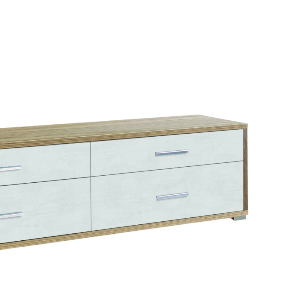 Mobile porta TV moderno con 4 cassetti in MDF colore bianco noce dimensioni 179x47x50 cm design elegante