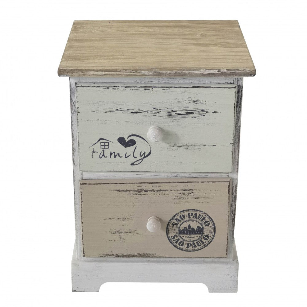 Mobiletto in legno con due cassetti fisso per soggiorno 29x25xH40 cm
