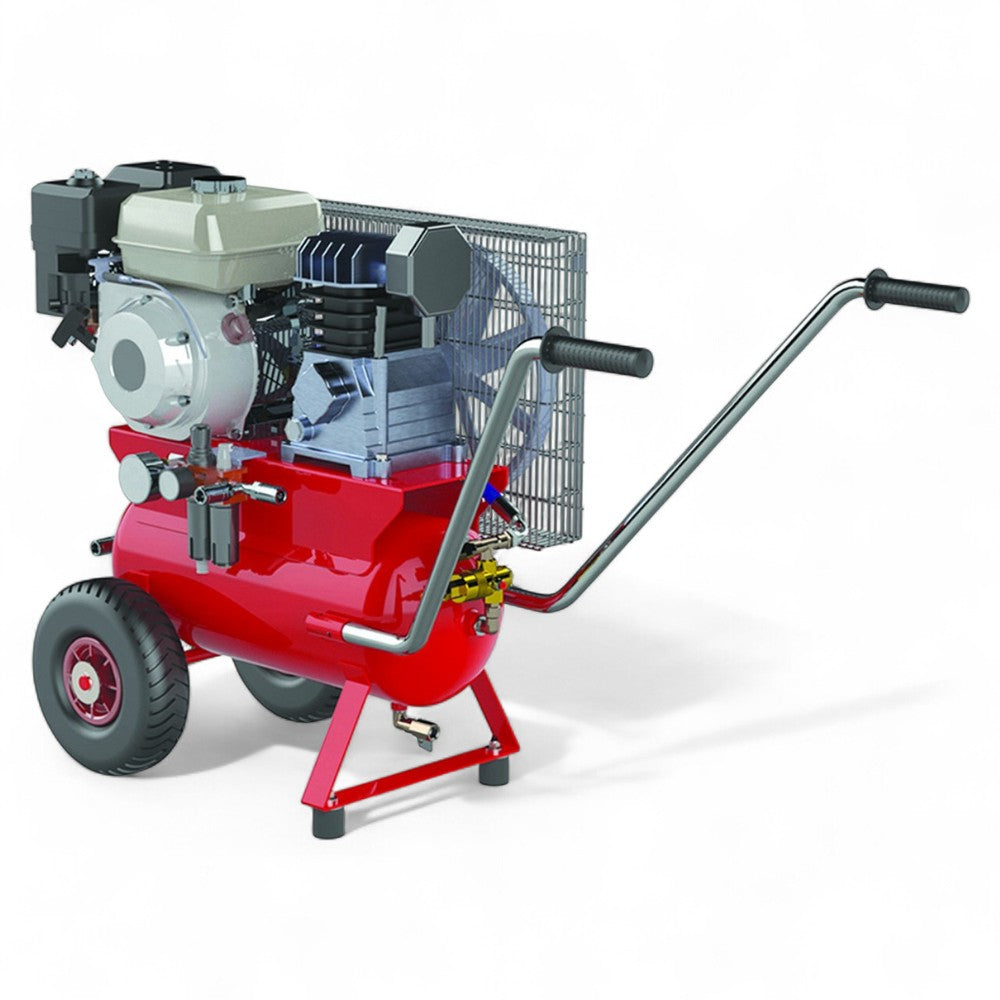 Motocompressore carrellato a benzina con attacco per tubo aria abbacchiatore scuotitore Enercomp 35