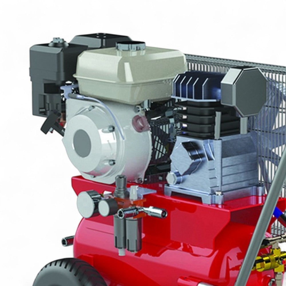 Motocompressore carrellato a benzina con attacco per 2 abbacchiatori scuotitori Enercomp 55/24