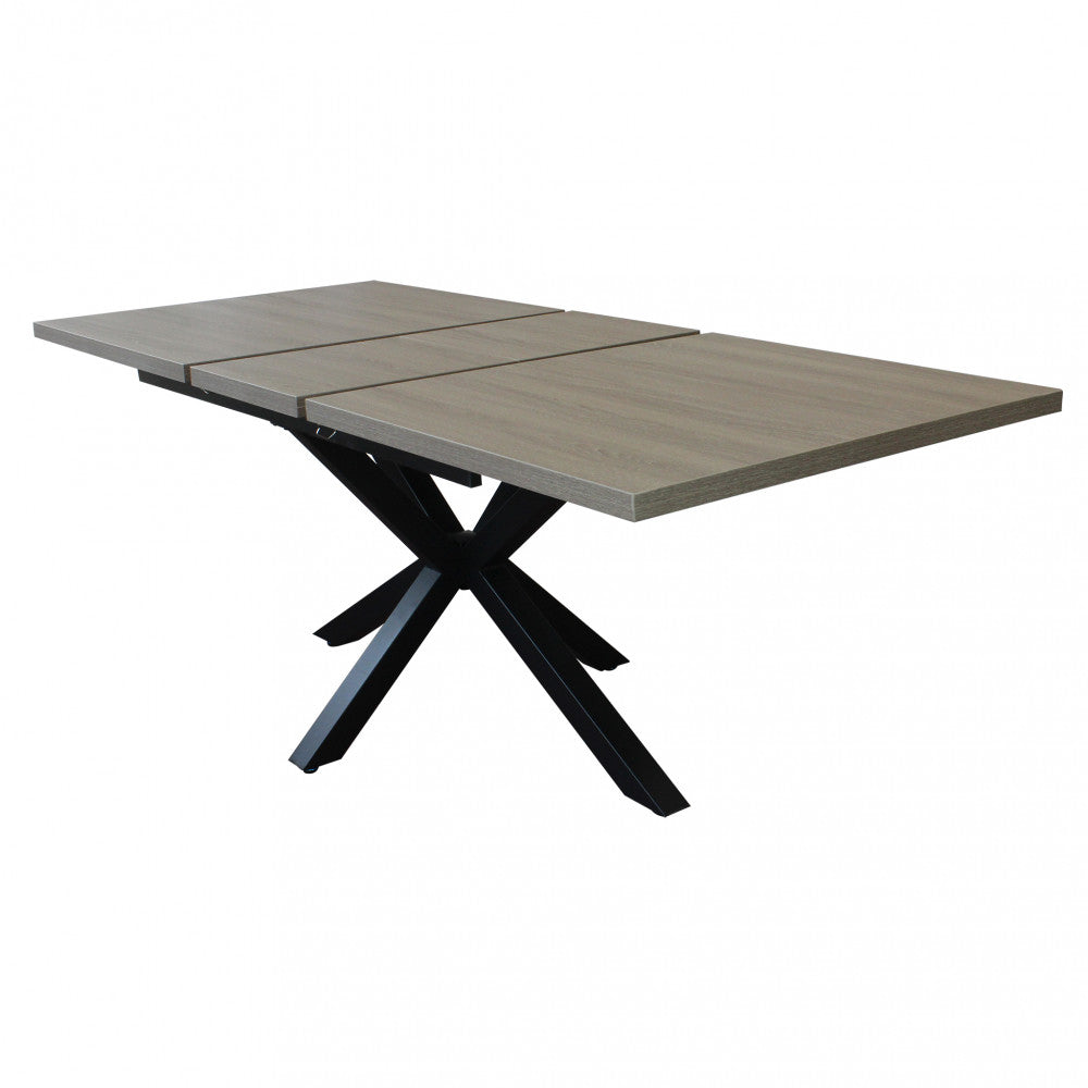 Tavolo allungabile struttura in alluminio e piano in MDF antracite e grigio scuro 90x160/200xH75 cm Gariè