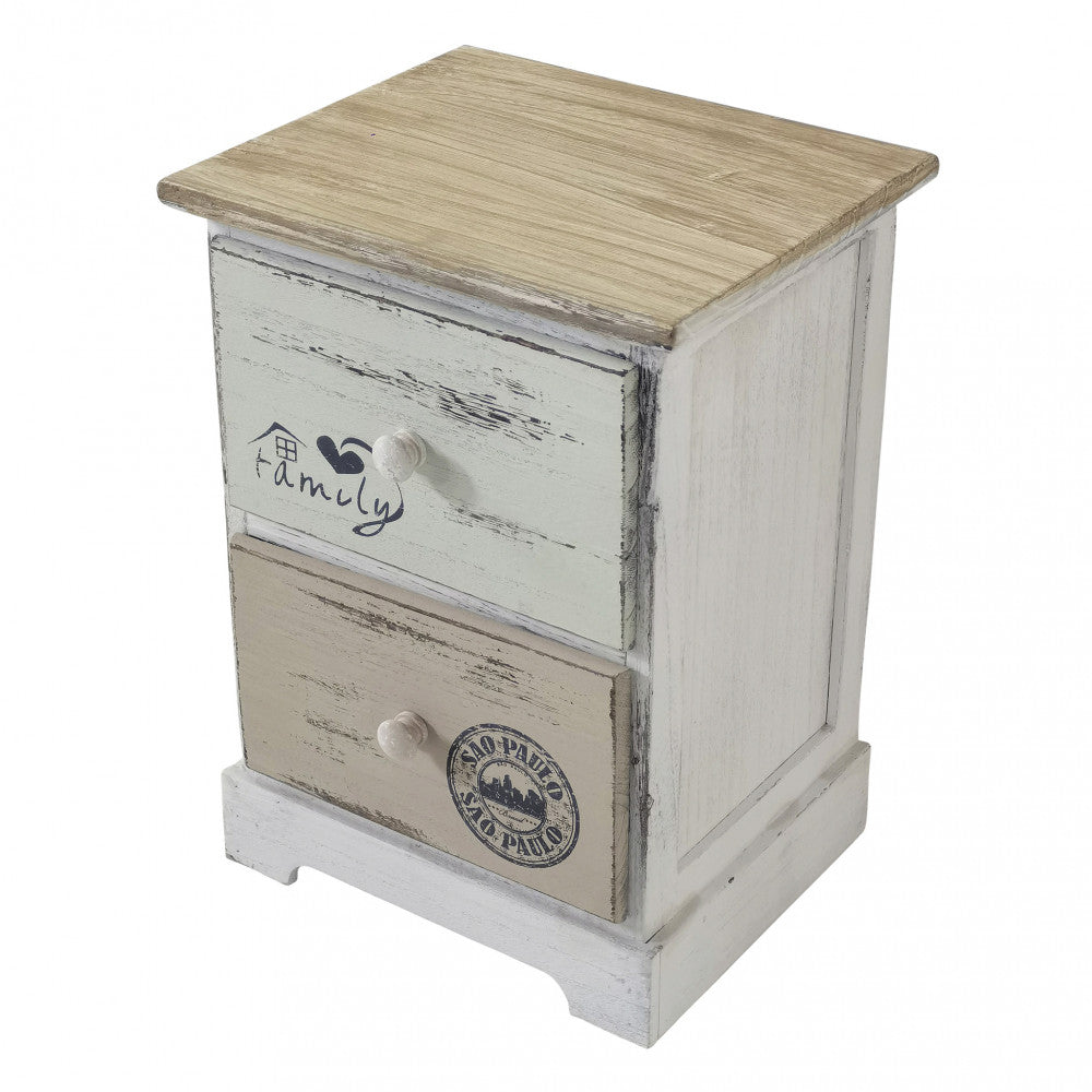 Mobiletto in legno con due cassetti fisso per soggiorno 29x25xH40 cm