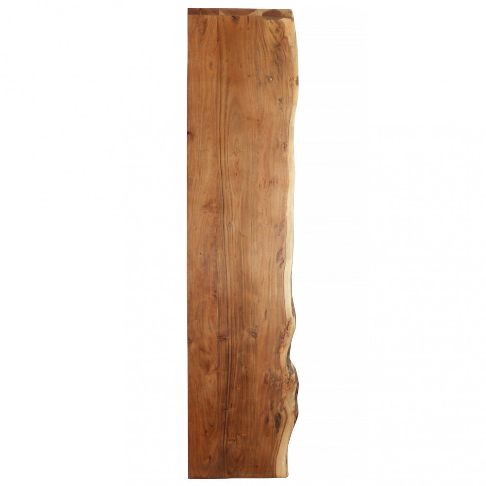 Mobile in legno di acacia marrone per soggiorno dimensioni 75x40x180 cm con ripiani e ante elegante e moderno